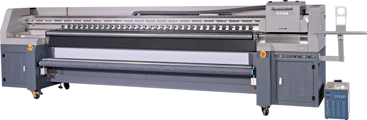 3408UV uv roll-to-roll printer for printing on Flex banner and Backlit film